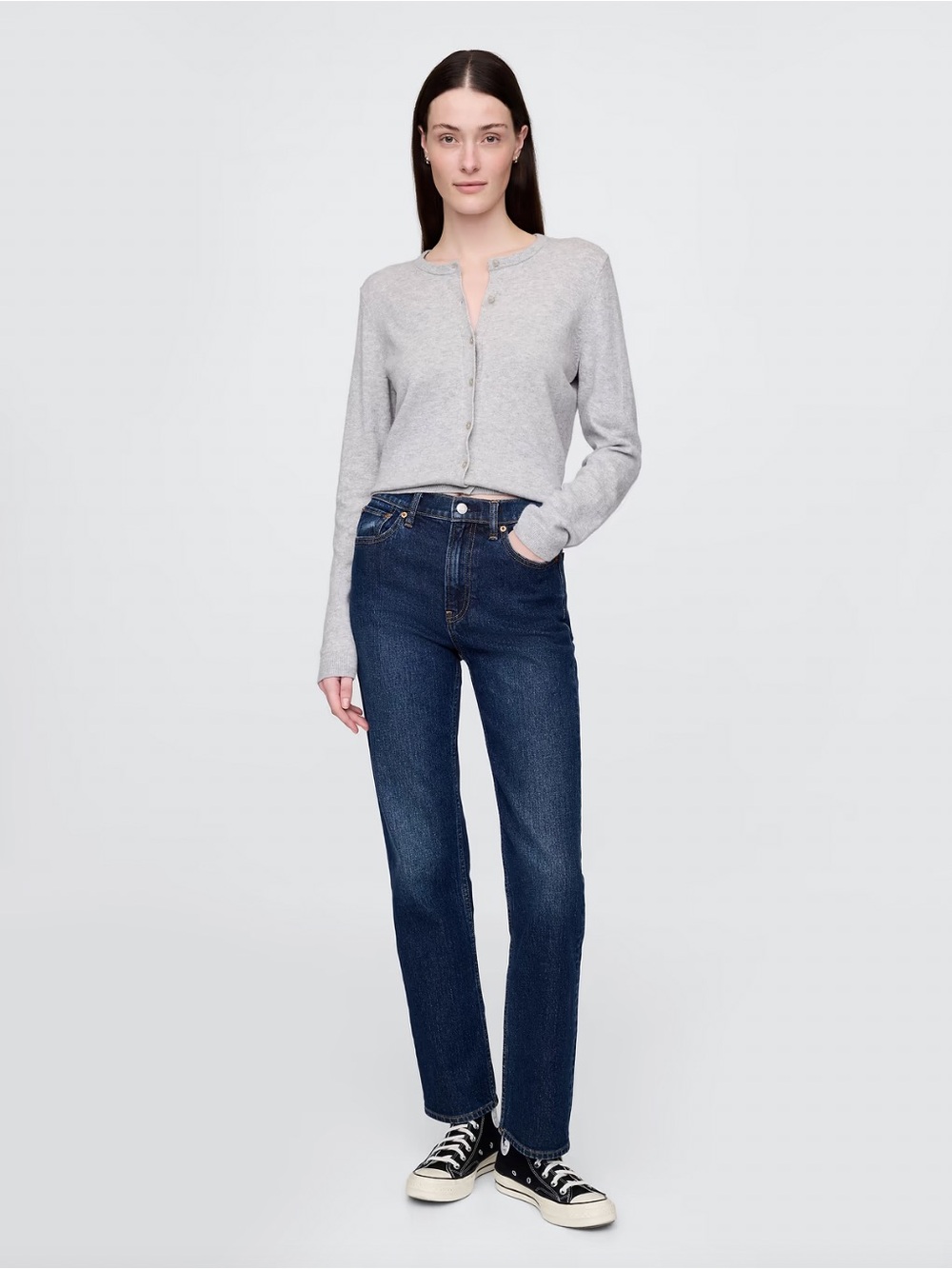 GAP High Rise '90s Slim Straight Jeans Women's 30 Tall Dark Indigo - Picture 3 of 15